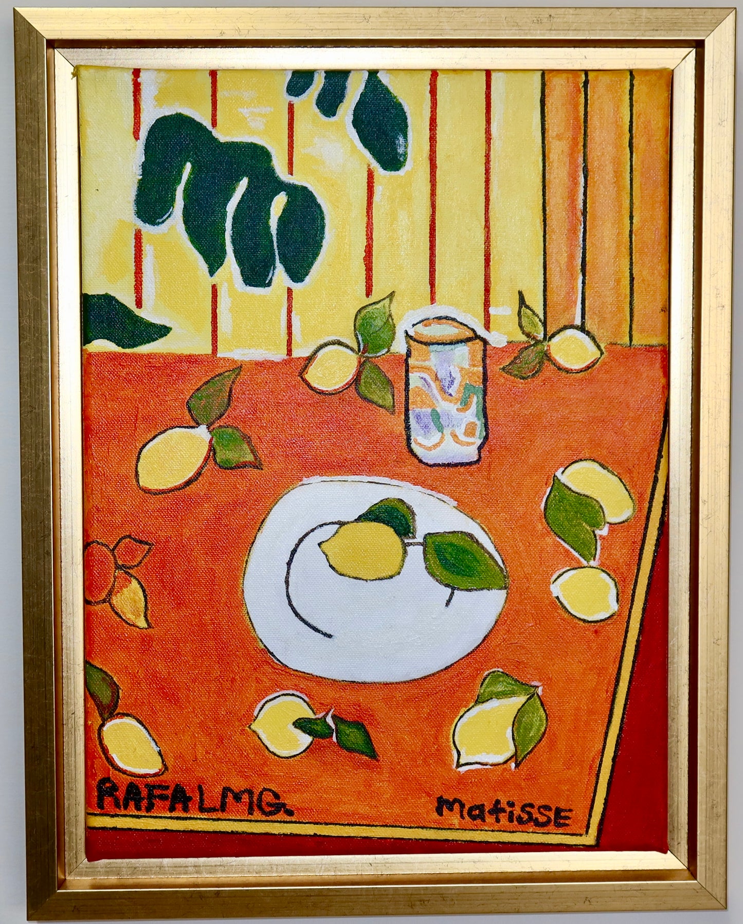 Filodendro negro y limones — Interpretación inspirada en Matisse