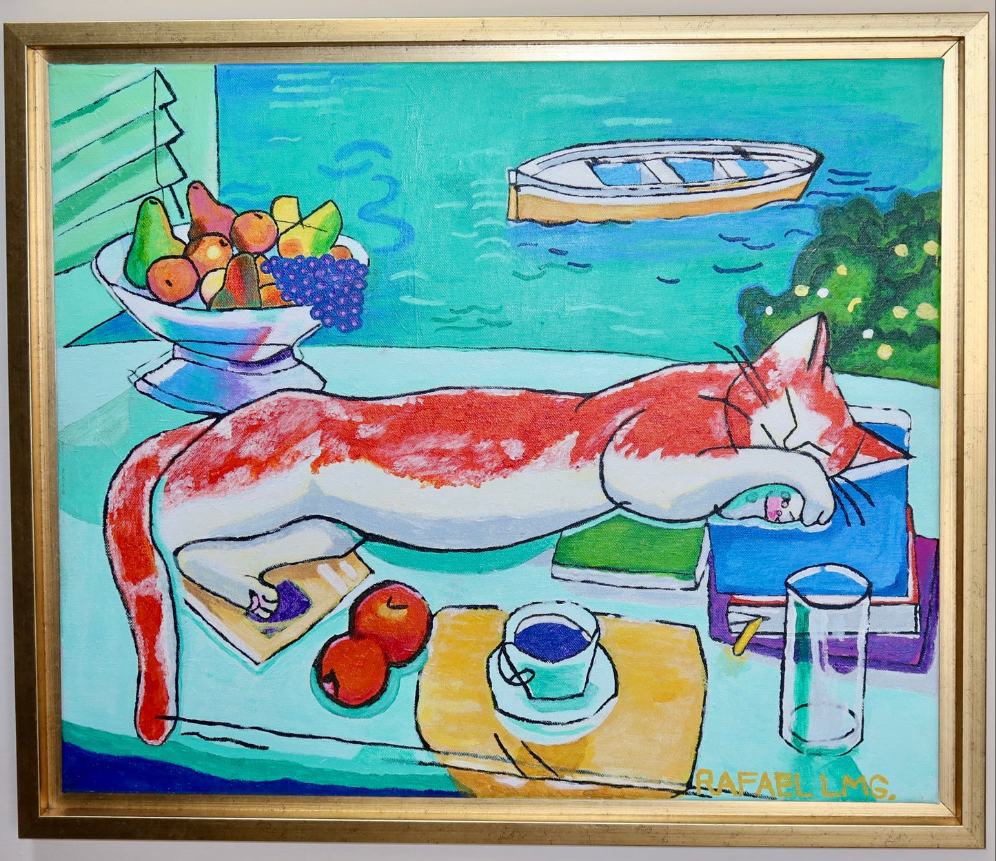 Gato dormido — Interpretación inspirada en Matisse