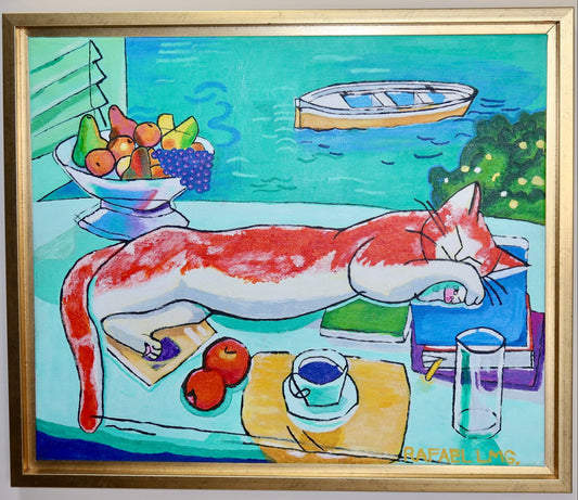 Gato dormido — Interpretación inspirada en Matisse