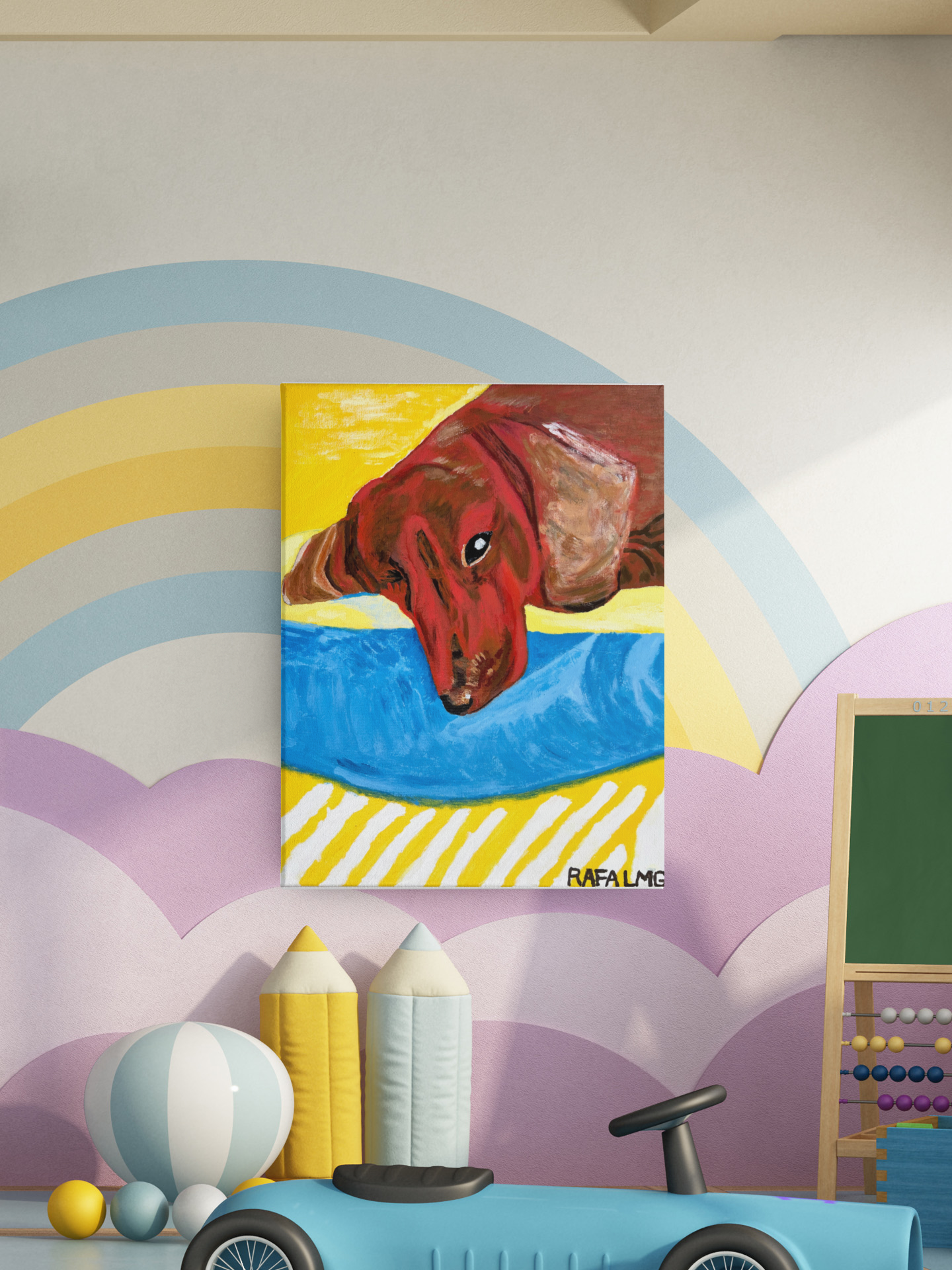 El perro — Interpretación inspirada en Hockney